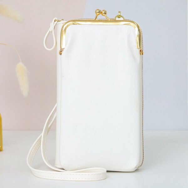 PU Leather Cell Phone Bag Purse white