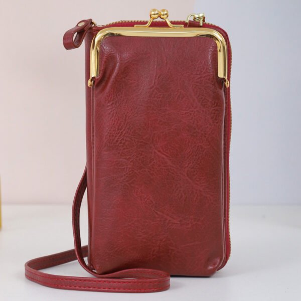 PU Leather Cell Phone Bag Purse red