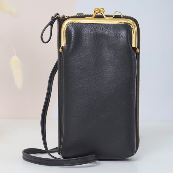 PU Leather Cell Phone Bag Purse black