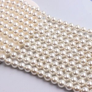 White pearl, round pearl, straight hole shell pearl